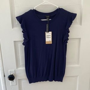 Halogen navy blue dressy tee shirt size small never worn!